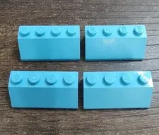 LEGO Parts 3037 (4pcs) Slope 45 2x4  Azure 