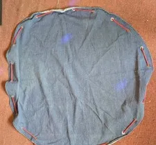 Vintage Lego Round Denim Play Cloth W/Red Drawstring Turns Into Bag