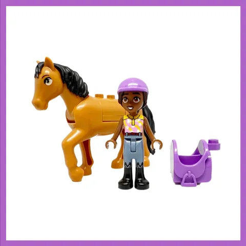Lego Friends Equestrian Aliyah Minifigure with Nougat Horse Saddle 2023 Retired