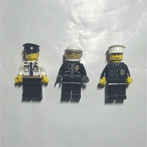 LEGO Police Officer Minifigure Lot of 3 Uniform Figures w/ Hats