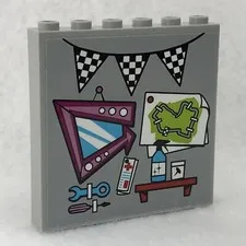 LEGO 59349pb255 Light Bluish Gray Panel 1 x 6 x 5 W/ Tools, Race Track Map (x1)