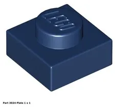 LEGO Dark Blue 1x1 Plate (3024) - 100 New Pieces - Building Bricks
