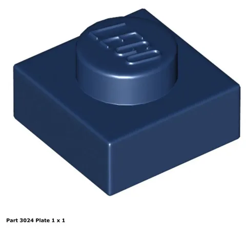 LEGO Dark Blue 1x1 Plate (3024) - 100 New Pieces - Building Bricks
