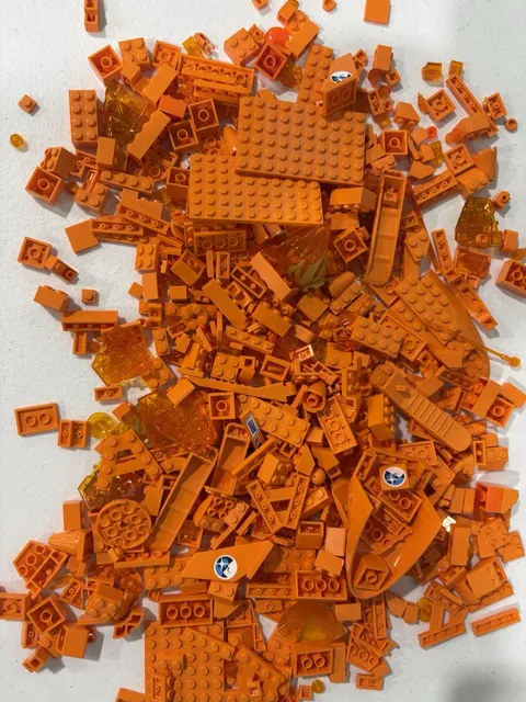 LEGO Orange Mixed Parts & Bricks Bulk Lot Assorted Pieces 1.2lb -genuine LEGO-