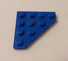 Lego x1 Blue 4x4 Plate, Wedge, Cut Corner, 30503 (028-3)