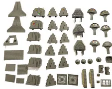 LEGO Vintage DarkGrey Rock Panels Mountain Terrain Cave 50 pcs BURP/LURP Printed
