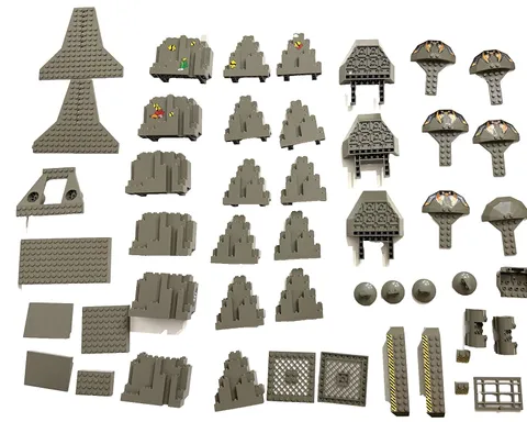 LEGO Vintage DarkGrey Rock Panels Mountain Terrain Cave 50 pcs BURP/LURP Printed