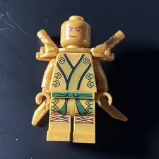 LEGO Gold Ninja Minifigure w/ 2 Swords & Back Weapon Holder, Plastic