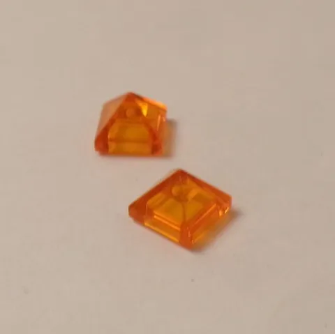 Lego x4 Transparent Orange 1x1x2/3 , Quadruple Convex Pyramid, 22388 (028-289)