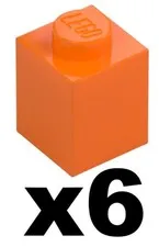 Lego New Mosaic Part 3005 - Qty 6 - BRICK Orange 1 x 1 Stud Pieces OR1