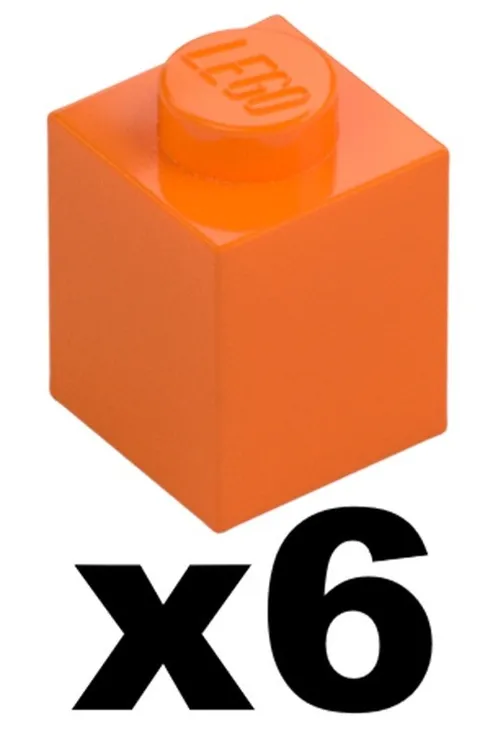 Lego New Mosaic Part 3005 - Qty 6 - BRICK Orange 1 x 1 Stud Pieces OR1