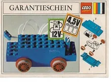lego warranty certificate 4.5v 12v vintage