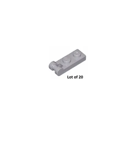 New LEGO Lt Bluish Gray Plate Modified 1 x 2 w/ Bar Handle on End 20 Piece 60478