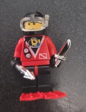 LEGO Scuba Diver Minifigure w/ Snorkel Mask, Red Flippers/Fins & Harpoon