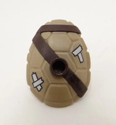 Lego Mini Fig Turtle Shell Dark Brown Belt Silver Patches TMNT