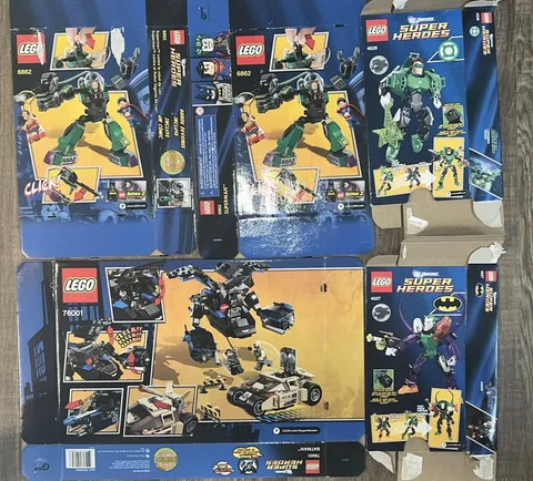 5 LEGO Empty Boxes DC Uni Super Heros Joker Green Lantern Superman Batman FLAT