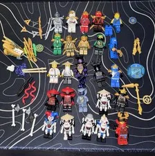 LEGO NINJAGO Minifigure Lot Zane Cole Jay Kai Sensei Wu And Villians w/ Weapons