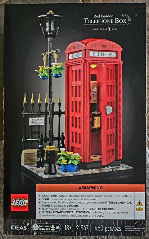LEGO Ideas 21347 Red London Telephone Box 1460pcs 18+ Light Brick Box