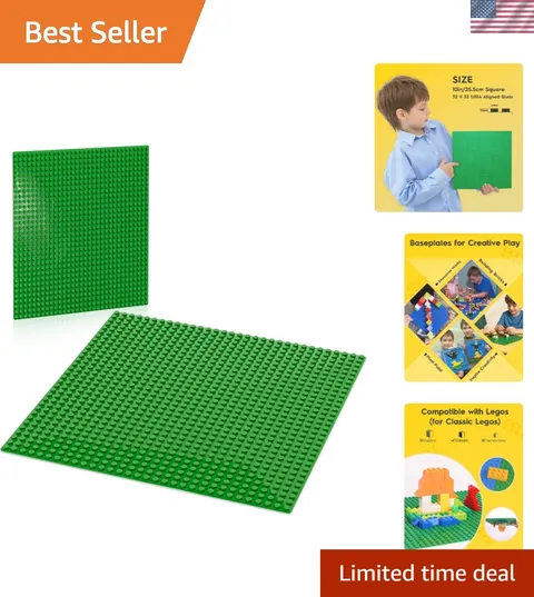 Classic Green Baseplates, 32x32 Studs Square Base Plates for Play or Display ...
