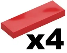 Lego 4 New TILE Red 1 x 3 Stud Smooth Plain Part 63864 RD22