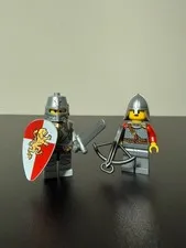 LEGO Kingdoms Lion Knights Minifigure Lot of 2 Shield Sword Crossbow