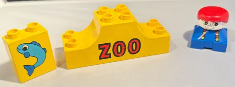 Vintage Lego Duplo  Zoo Pieces Parts Fish Zoo Sign Red Haired Boy w/ Suspenders