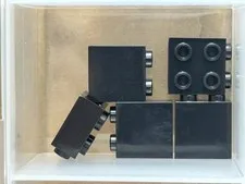 LEGO Parts - Black Brick 1 x 2 x 1 2/3 with Studs on Side - No 22885 - QTY 5