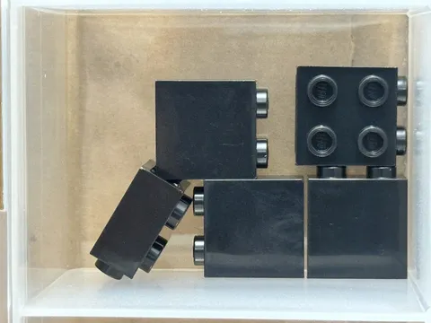 LEGO Parts - Black Brick 1 x 2 x 1 2/3 with Studs on Side - No 22885 - QTY 5