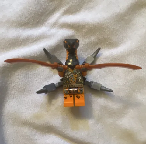 LEGO Minifigure Snake Head Orange Legs w/ Brown Wings Gray Spikes Accessories