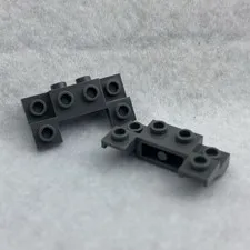 LEGO 14520 Dark Bluish Gray Brick, Modified 2 x 4 - 1 x 4 W/ 2 Recessed (x2)