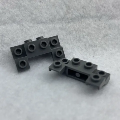 LEGO 14520 Dark Bluish Gray Brick, Modified 2 x 4 - 1 x 4 W/ 2 Recessed (x2)