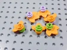 LEGO Lot of 6 Orange Plant Plates w/ Flower Minifig Lilac Lime Green BR