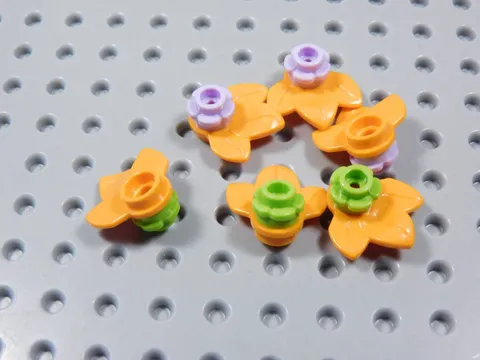 LEGO Lot of 6 Orange Plant Plates w/ Flower Minifig Lilac Lime Green BR