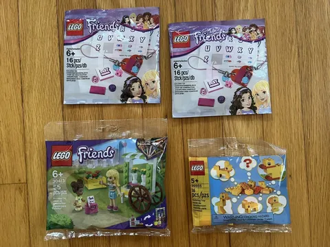 LEGO Polybags 30413 Friends Flower Cart, 30503 Animal, & 2 Friends Jewelry Packs