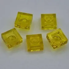 Lego - 5 Basic Trans Yellow 1 x 1 Stud Plates 3024