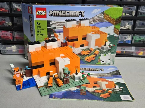 LEGO Minecraft: The Fox Lodge (21178) Lego Set 100% Complete With Minifigures