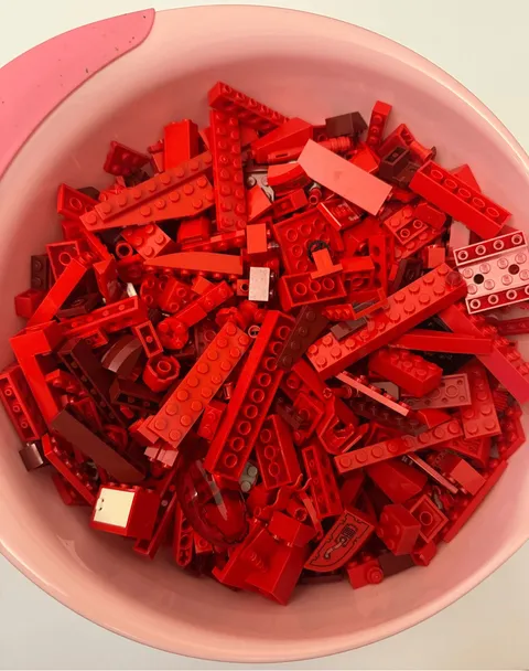 LEGO Various Shades of Red Assorted Bricks Pieces 2 lb 14.2 oz bag
