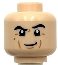 Lego New Light Nougat Minifigure Head Thick Black Eyebrows Medium Nougat Chin