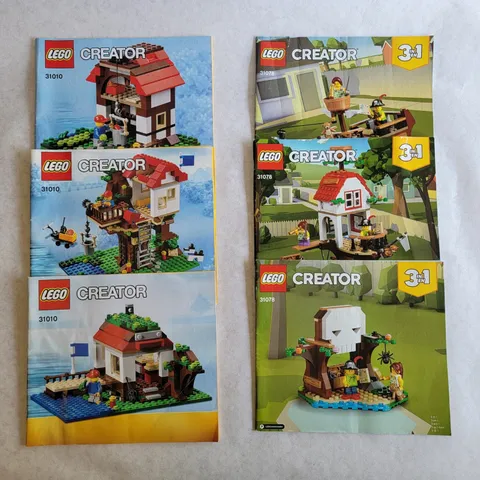 LEGO Creator 3-in-1 Manuals Lot 31010 Treehouse 31078 Treasures House