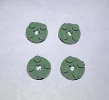Lego Lot Of 4 Sand Green 2x2 Round Plate Plates New City Part