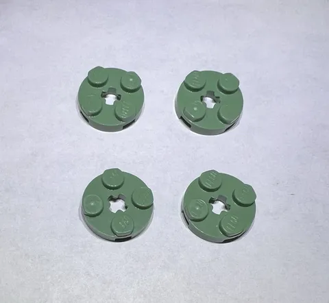 Lego Lot Of 4 Sand Green 2x2 Round Plate Plates New City Part