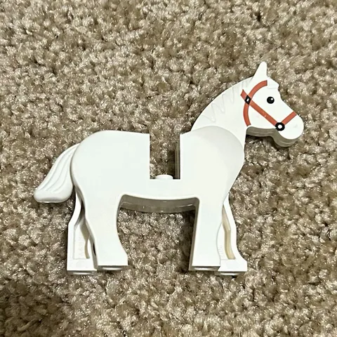 LEGO White Horse Animal Figure with Printed Bridle, Plastic Part, 1 Piece