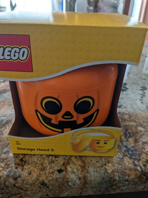 LEGO Storage Head Small Size Pumpkin container. Halloween fun!  New!!!