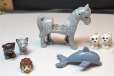 LEGO Animals Lot 7 Mini Figures Horse, Dolphin, Hedgehog, Fox, Bear, Dogs