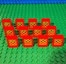 LEGO Window 1x2x2 In Red with Gold Lattice. 12 Pieces