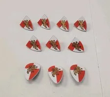 Lego Minifigure Shield Gold Lion Red White Lot Of 10 Castle Kingdoms Triangular 
