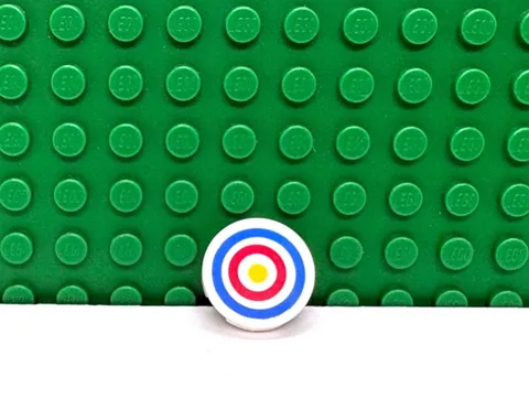 Lego 1 White 2x2 Round Tile Printed Archery Target NEW