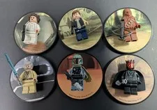 LEGO (6) STAR WARS MAGNETS Boba Fett Han Solo Leia Darth Maul Obi-Wan Chewbecca