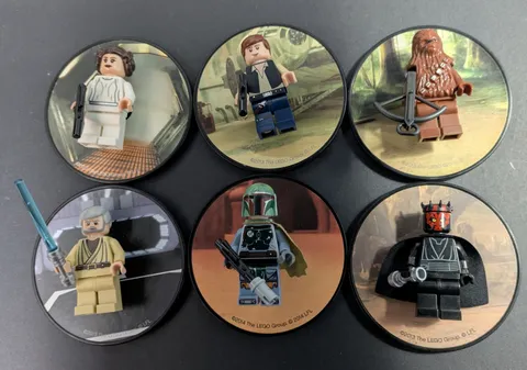 LEGO (6) STAR WARS MAGNETS Boba Fett Han Solo Leia Darth Maul Obi-Wan Chewbecca