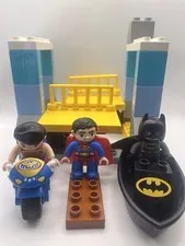 LEGO Duplo 10599 Batman Superman Set w/ Figures Boat Bike No Base